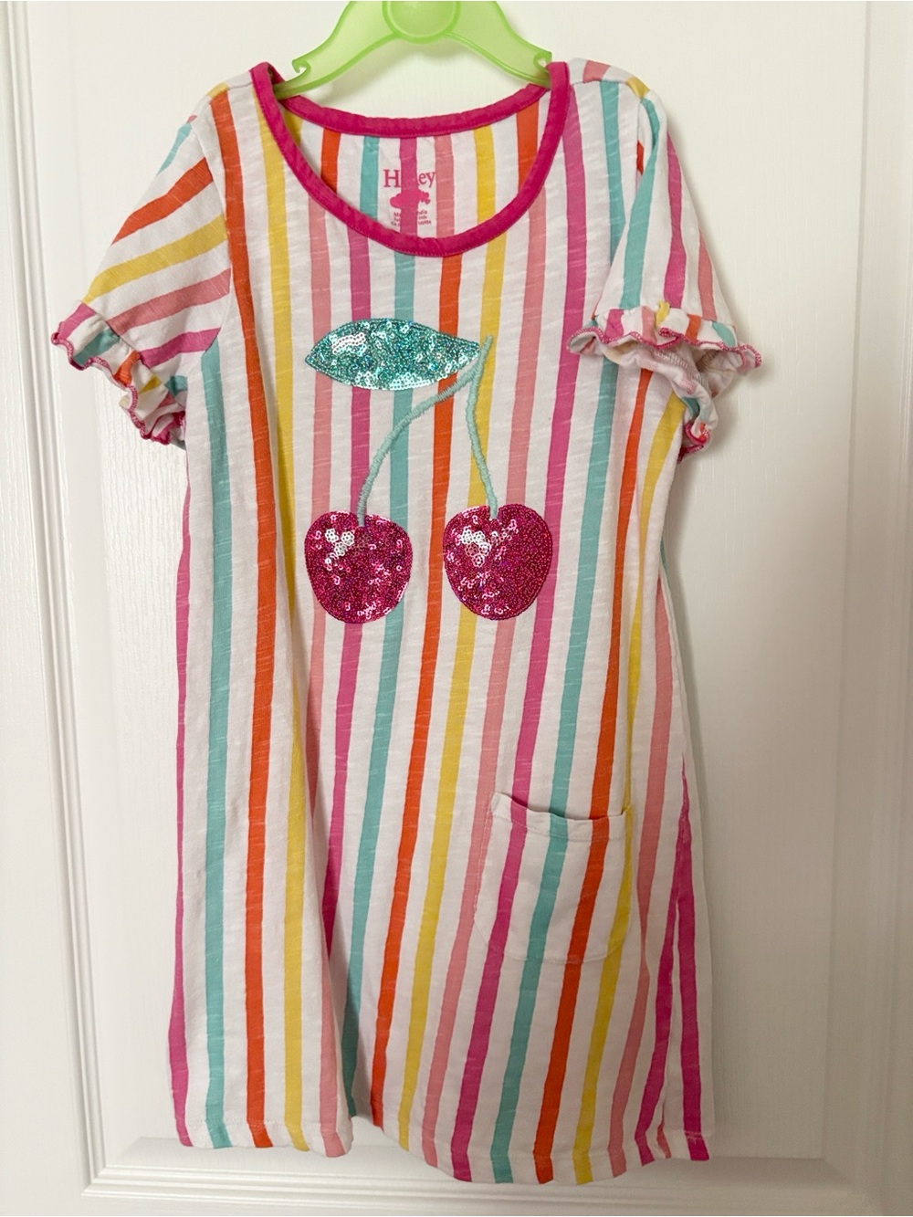HATLEY Girls Striped Sequin Cherry Dress - Multi